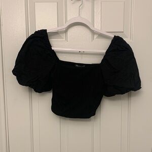 Zara Black Puff Sleeve Blouse